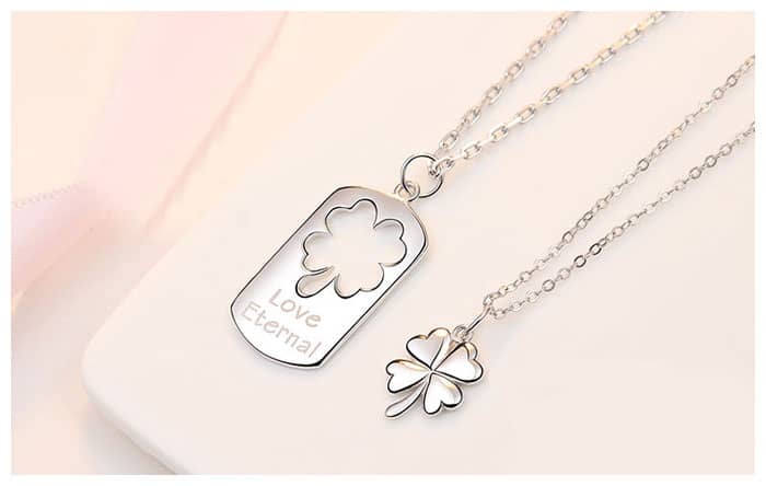 Lucky Clover Matching Love Necklaces for Couples